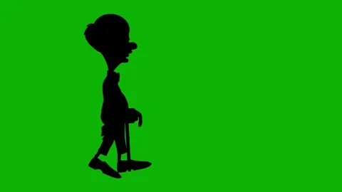 Old Man Silhouette Walking Animation | Senior Man Walk Cycle Stock Footage 314919282