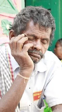 Old man sleeping at home Stock Photos