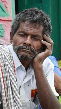 Old man sleeping at home Stock Photos