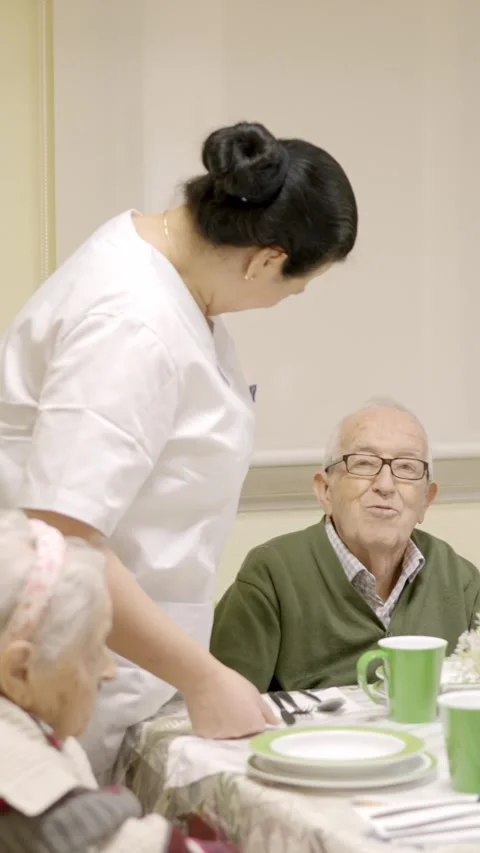 Old man smiling and talking to the cook Video stock 271173149