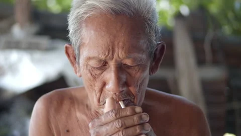 Old man Smoking 01 Stock Footage 143243586