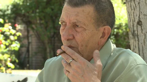 Old Man Smoking Video stock 32142721
