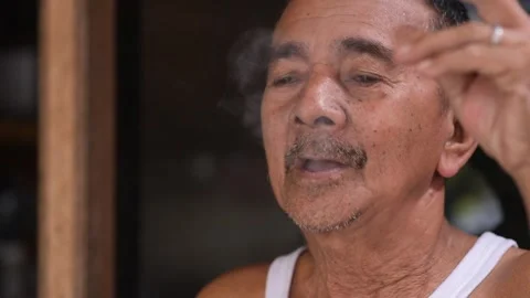 Old Man Smoking Stock Footage 284685374