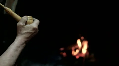 The old man smoking a pipe Stock Footage 61610357