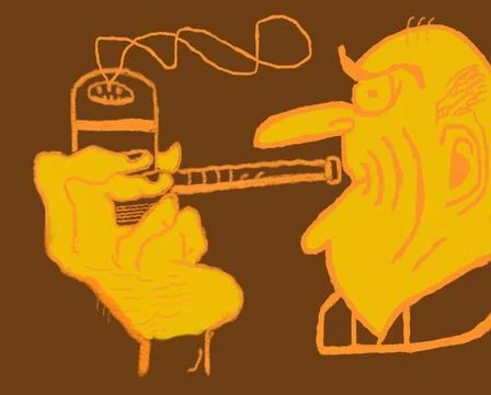 An old man smoking a pipe. Stock Illustration