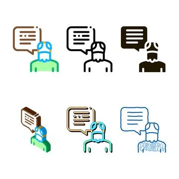 Old man speaking modern icon vector outline イラスト素材