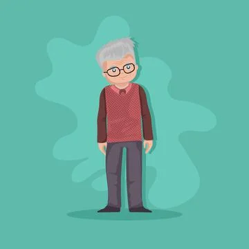 Old man standing with glasses Illustrazione stock