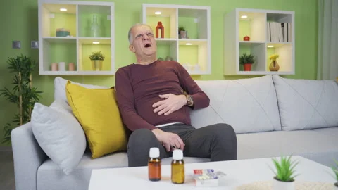 Old man with stomach ache. Stock Footage 235441704
