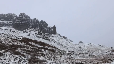 Old Man Storr and Mountains, Isle of Skye Stock Footage 80232863