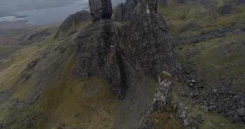 Old man of Storr close flight Stock Footage 108310465