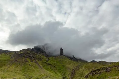 Old Man of Storr with clouds Stock Photos