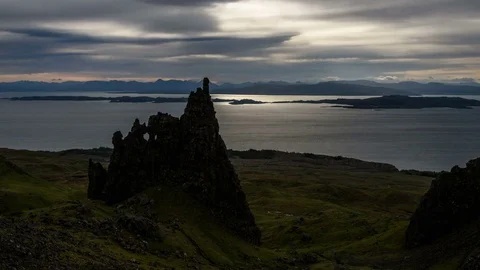 Old Man of Storr, Isle of Skye, Scotland. 4k Time lapse Stock Footage 76759583