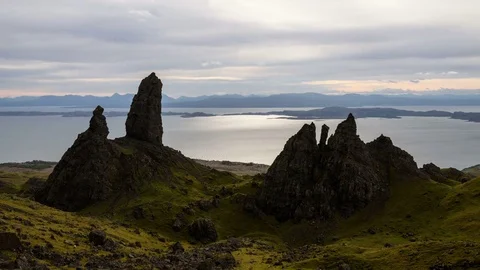 Old Man of Storr, Isle of Skye, Scotland. 4k Time lapse Stock Footage 76759633