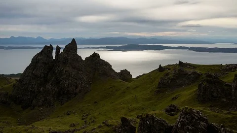 Old Man of Storr, Isle of Skye, Scotland. 4k Time lapse Stock Footage 76759695