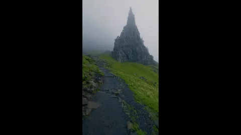 Old Man of Storr Rock Pinnacles on the Isle of Skye Scotland Stock Footage 341808195