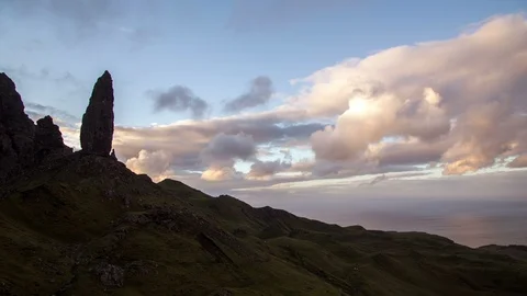 Old Man of Storr Sunset Timelapse Stock Footage 86434797