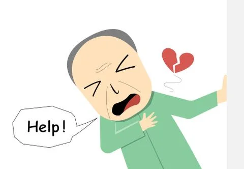 Old Man suffering from heart attack in vector art Stock Illustration