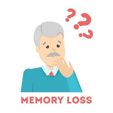 Old man suffering from the memory loss. Confused 스톡 일러스트