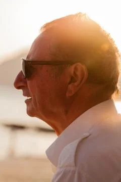 Old man in the sunset Stock Photos