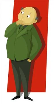 An old man thinking Stock Illustration