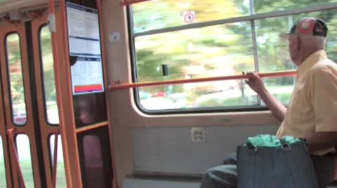 Old man in tram Stockbeeldmateriaal 10924832