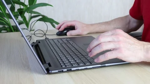 Old man using laptop computer, close up Stock Footage 242603172