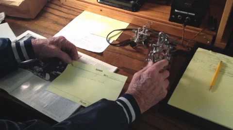 Old Man Using a Telegraph Video stock 34473350