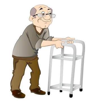 Old Man Using a Walker, illustration Stock Illustration
