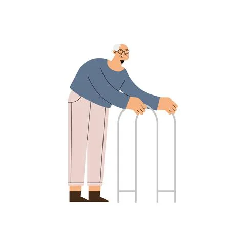 Old man with walker Stock Illustration