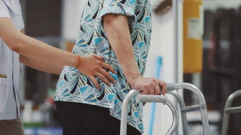 Old Man With Walker In Physical Therapy Stock Footage 130122109