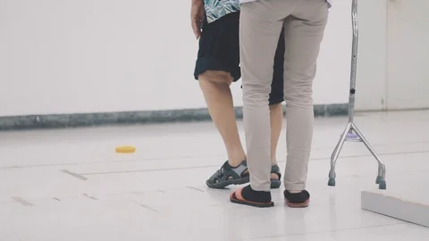 Old Man With Walker In Physical Therapy Stock Footage 130122120