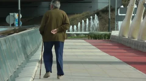 Old Man Walking Stock Footage 8954884