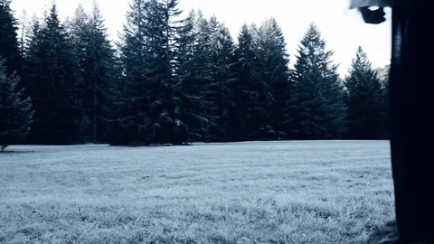Old Man walking through the Frozen Meadow Stock-Footage 70338224