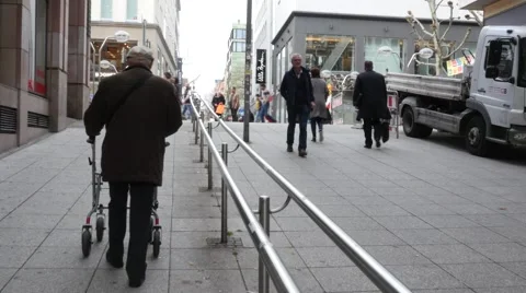 Old Man Walks With A Walker Video stock 59591748