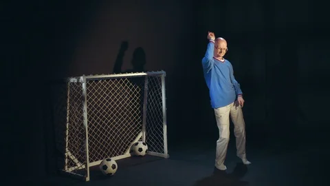 Old Man Is Warming Up Doing Dance Move Stock Footage 129075032