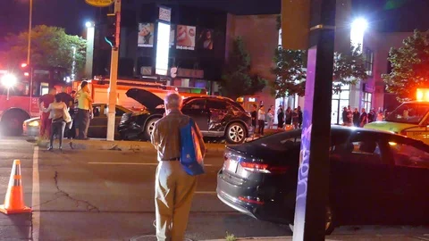 Old man watching a accident at night Stock Footage 99841526