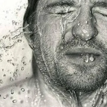 Old man in water splash Stock Illustration