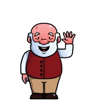 Old man waving at camera Stock Illustration