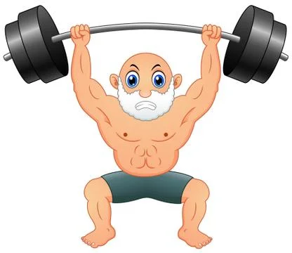 Old man weightlifting Stock Illustration