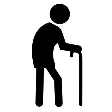 Old man on white background. Elder sign. Old people walk symbol. flat style. Stock Illustration