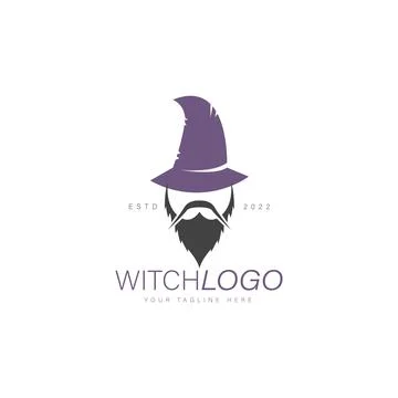 Old man witch long beard logo design illustration icon Stock Illustration