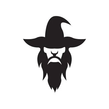 Old man witch long beard logo design, vector graphic symbol icon illustrati.. Stock Illustration