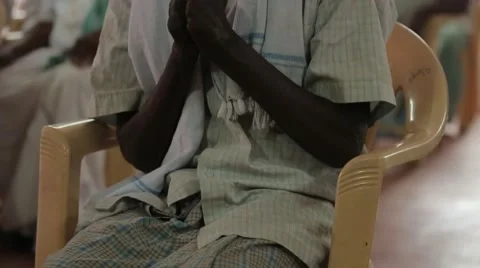 Old man without fingers applauding and singing in India Stock Footage 49323383