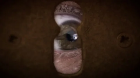 Old man zombie eye macro searching for food keyhole Stock Footage 32399598
