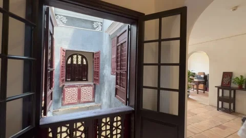 Old Mandarin house interior pan view Stock Footage 273188466