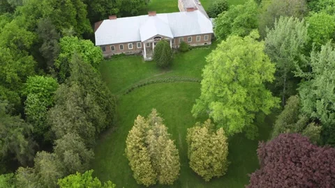 Old manor yard from drone perspective Stockbeeldmateriaal 154675585
