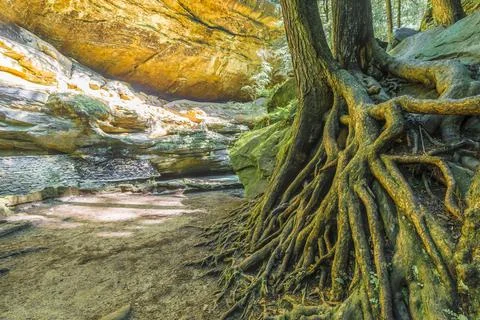 Old mans cave Hocking hill ohio Stock Photos