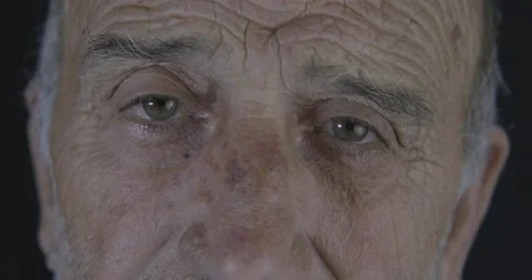 Old man's eye disorder. Winking eyes, stressful head. Senior retired man's he Stock Footage 142099285