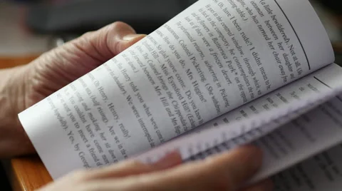Old Man's Hand Reading A Book Stock Footage 60908560