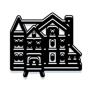 Old mansion building icon for real estate project Stock Illustration